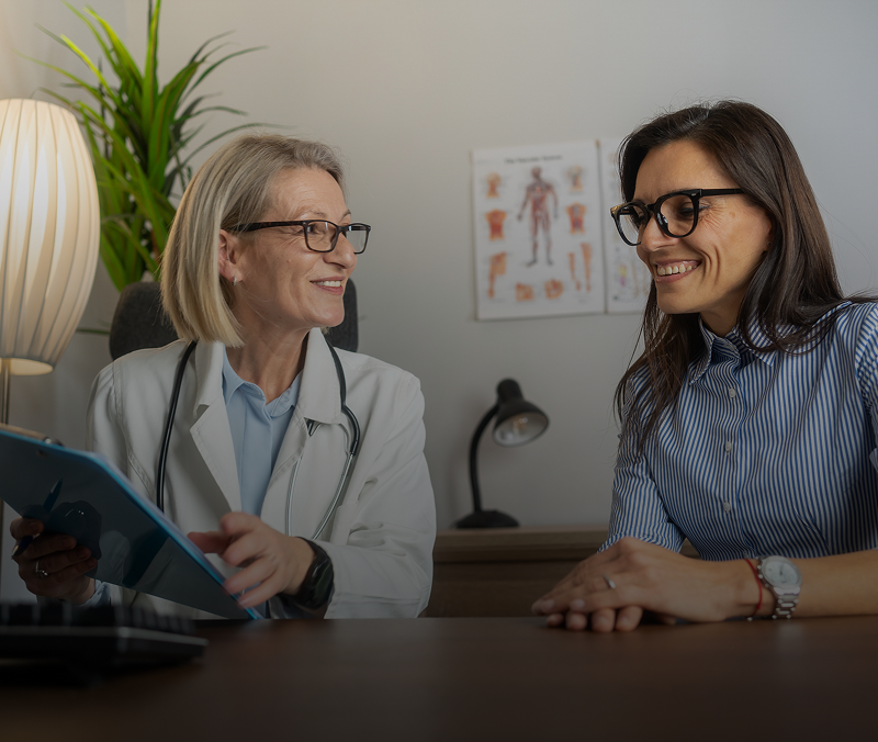 Doctor and patient having a consultation.