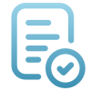 Document icon with checkmark on black background.