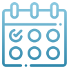 Calendar icon with a checkmark.