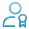 Person icon with a certification badge.